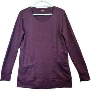 Toad & Co Top Intermezzo Long Line Stretch Knit Pullover Tunic Tee Shirt Plum Sm